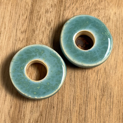 Set of 2 Ceramic Basket Beads