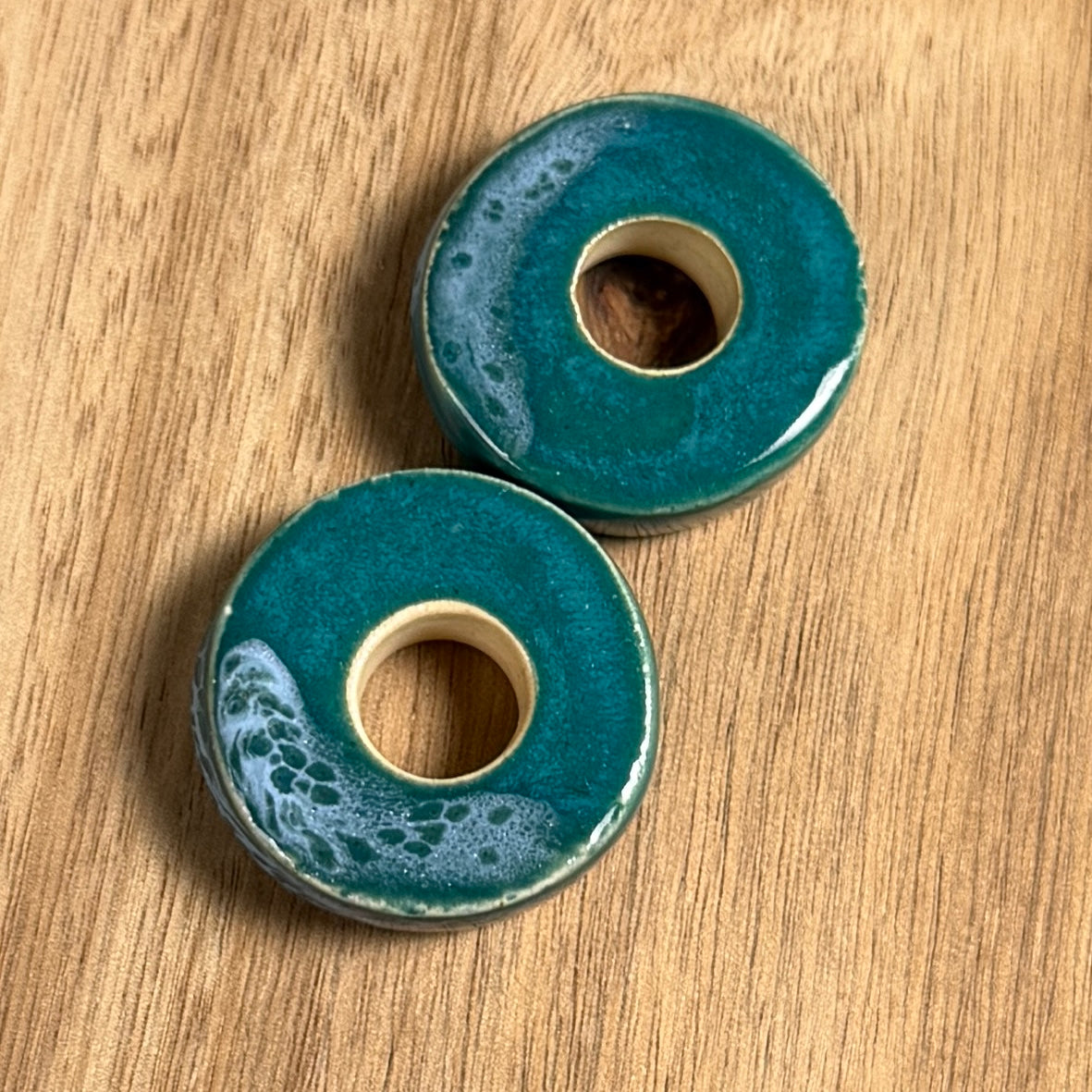 Set of 2 Ceramic Basket Beads