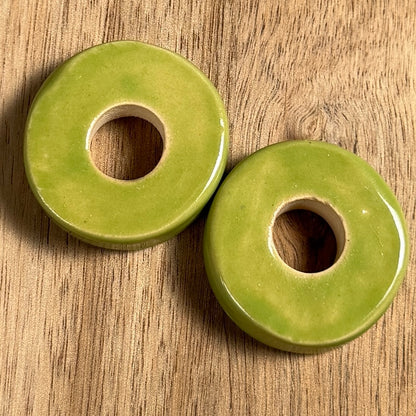 Set of 2 Ceramic Basket Beads