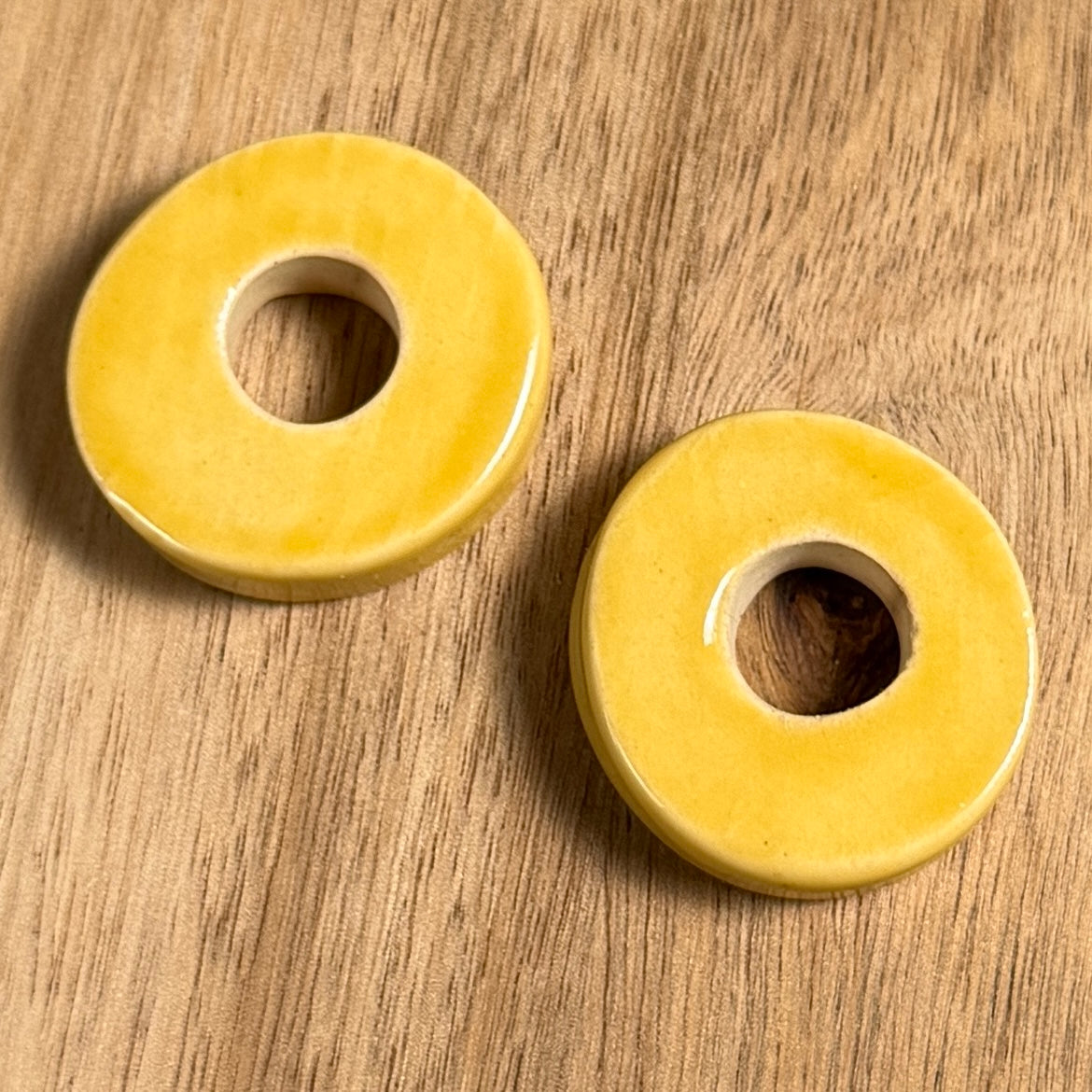 Set of 2 Ceramic Basket Beads