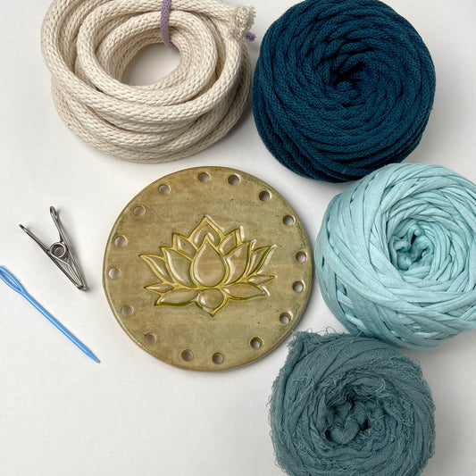 Coiled Basket Bundle with Curved Ceramic Base