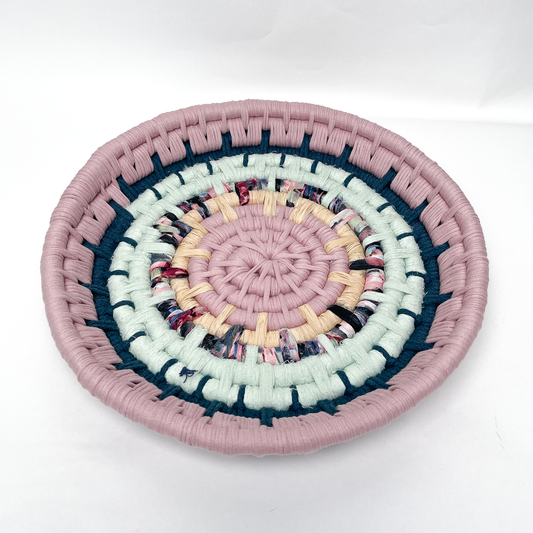 Mint & Blossom Hand-Coiled Tray