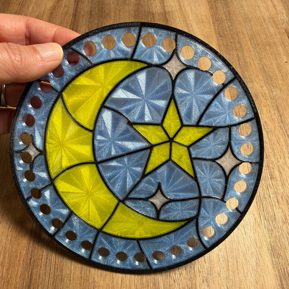 Stained Glass Moonlit Star Base for Basket Making