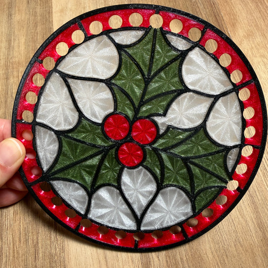 Stained Glass Holly Base for Basket Making