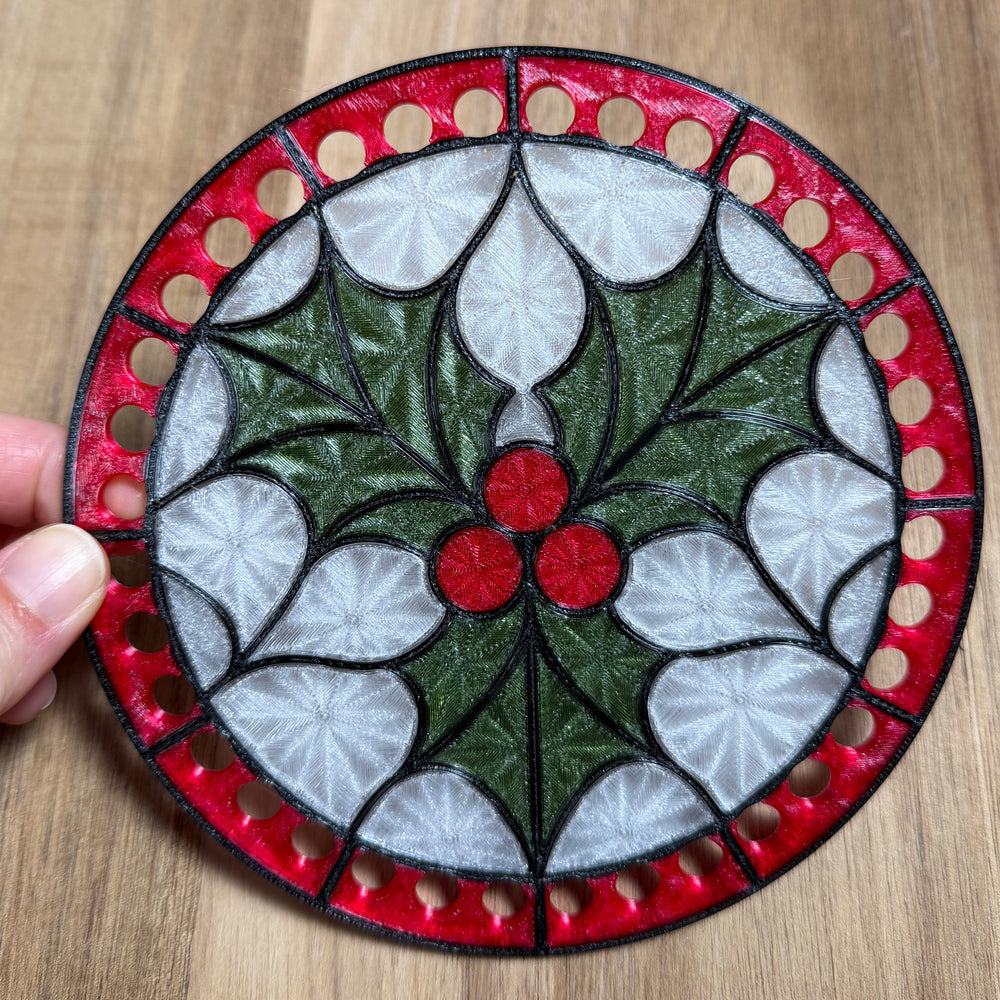 Stained Glass Holly Base for Basket Making