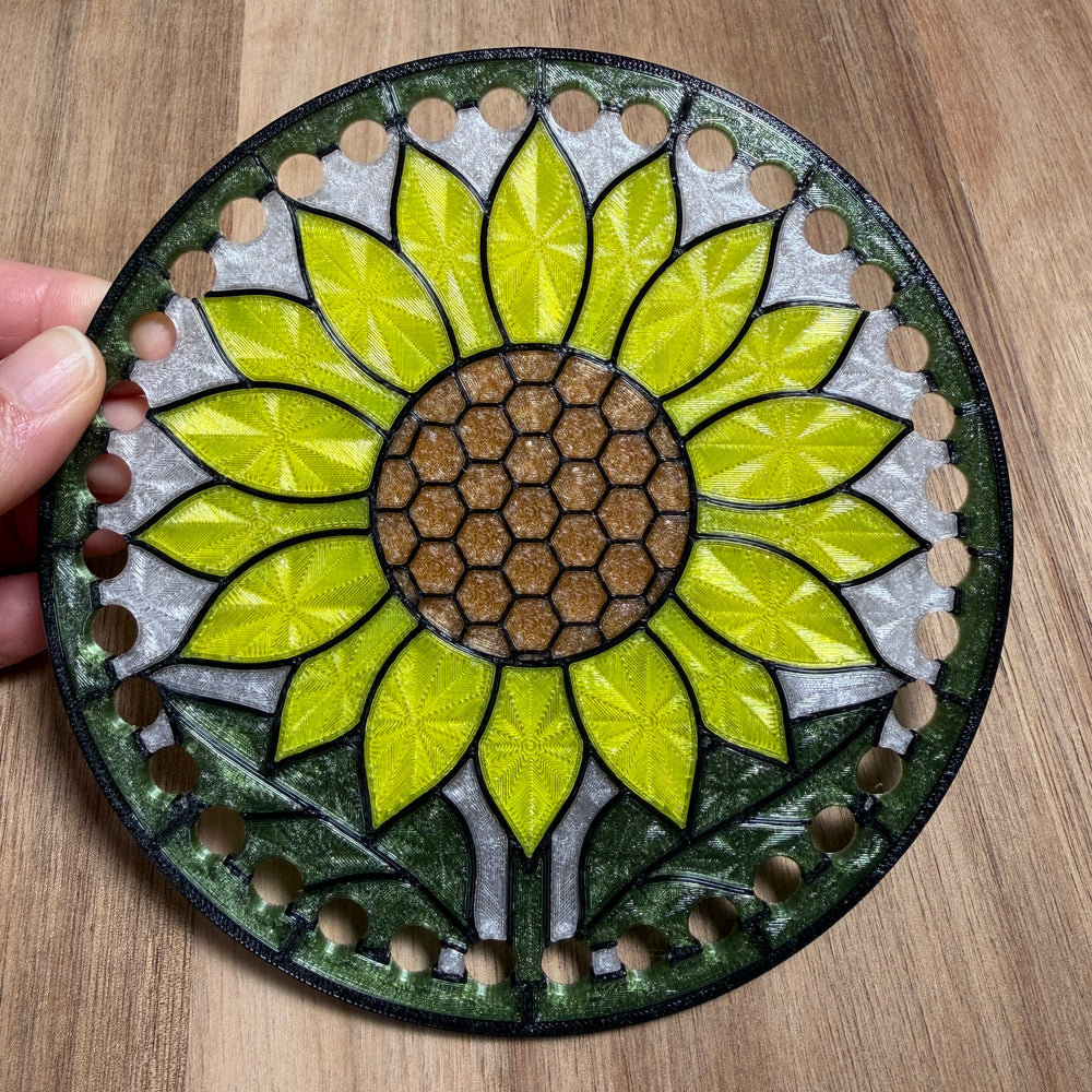 Stained Glass Sunflower Base for Basket Making