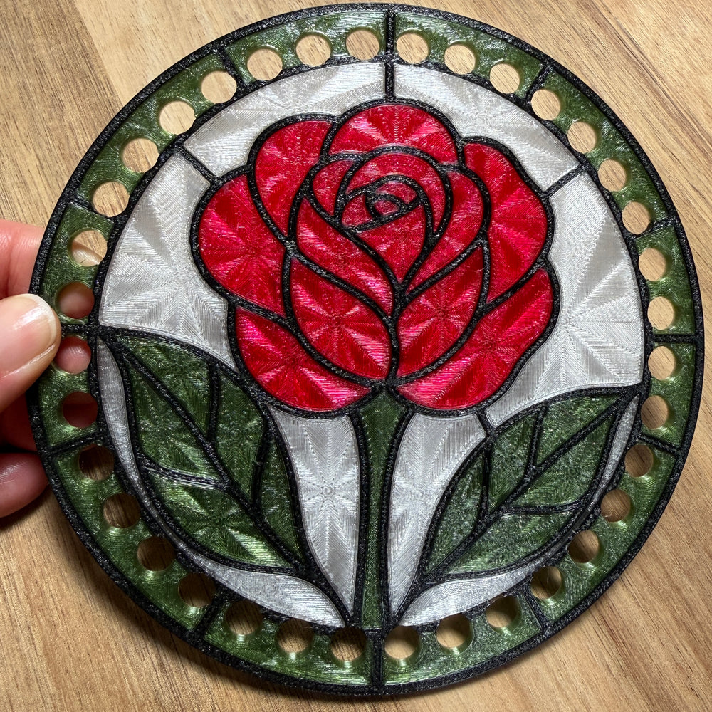 Stained Glass Rose Base for Basket Making