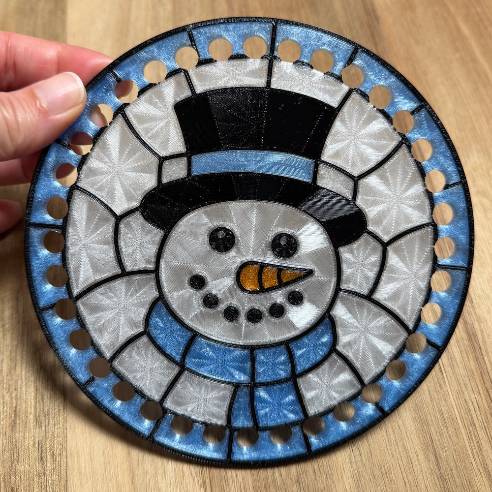 Stained Glass Snowman Base for Basket Making