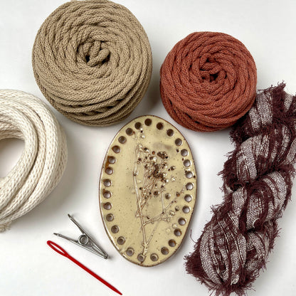 Coiled Basket Bundle with Ceramic Base