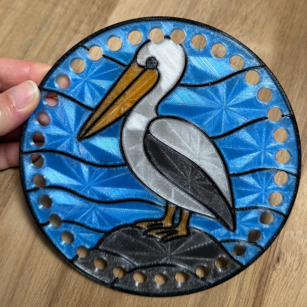 Stained Glass Pelican Base for Basket Making
