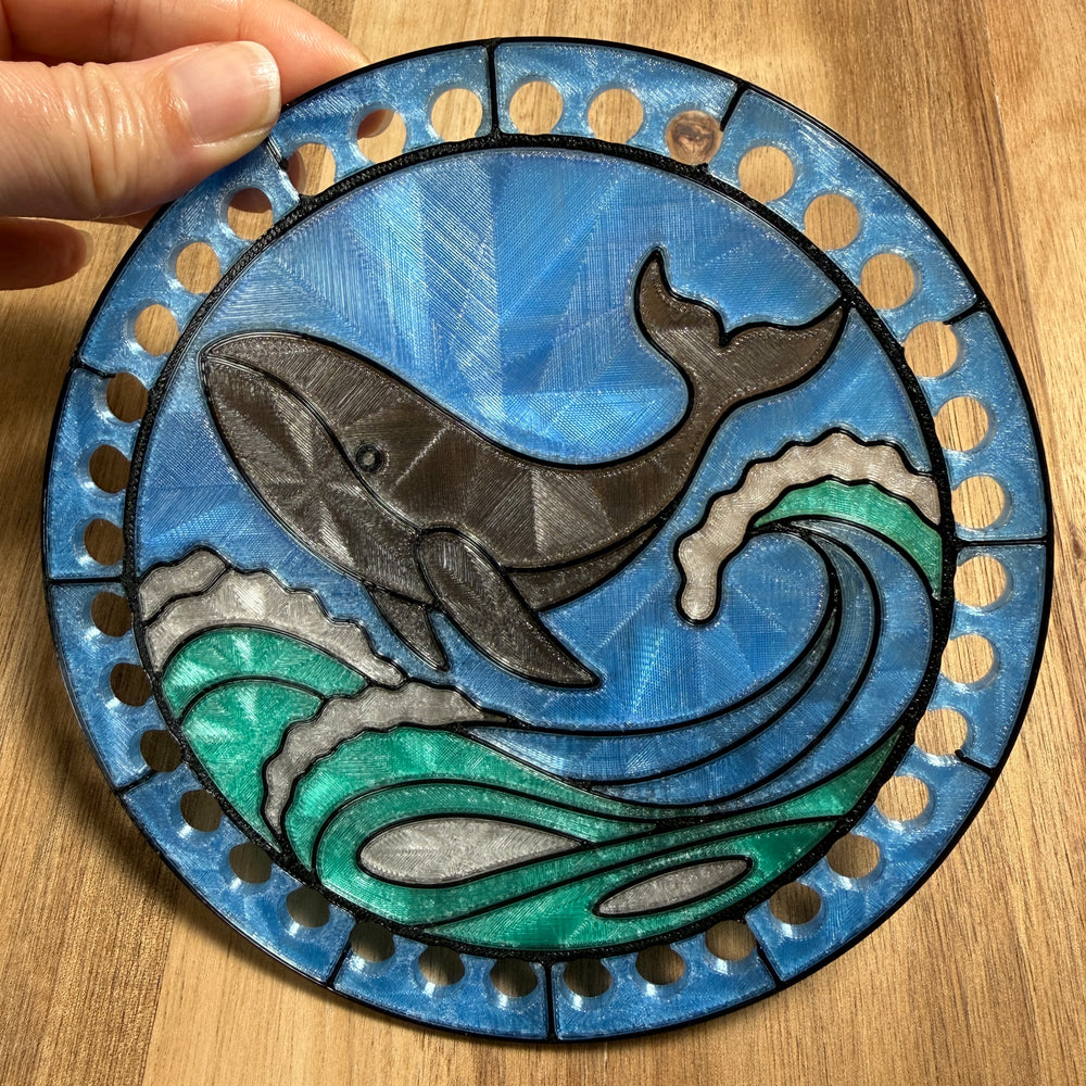 Stained Glass Whale Base for Basket Making