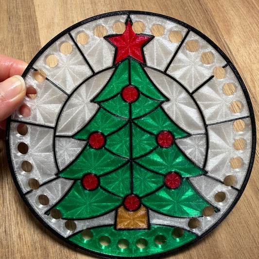 Stained Glass Christmas Tree Base for Basket Making