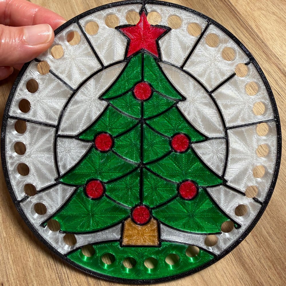 Stained Glass Christmas Tree Base for Basket Making