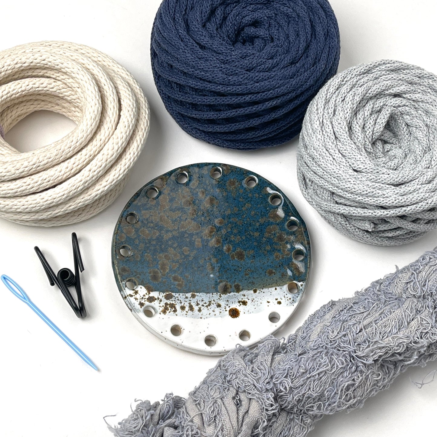 Coiled Basket Bundle with Ceramic Base