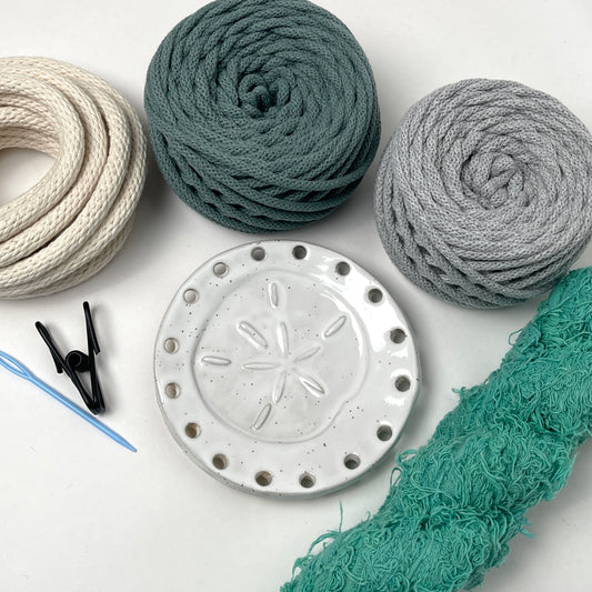 Coiled Basket Bundle with Ceramic Base