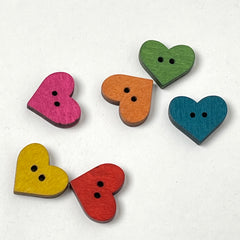 Colorful Wooden Heart Basket Buttons