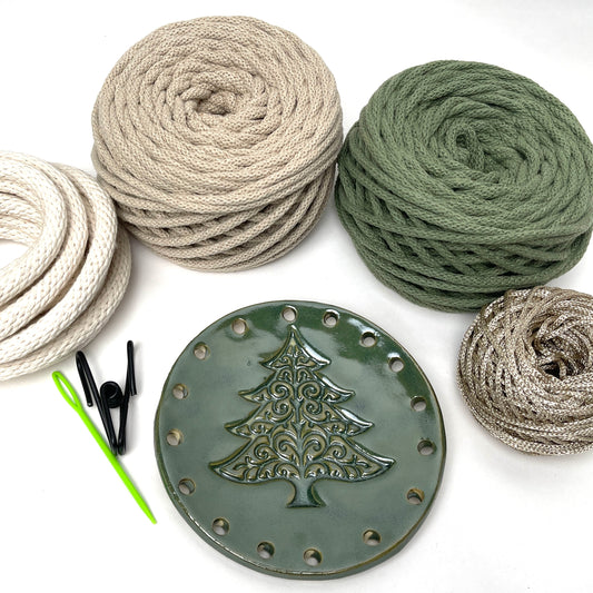 Coiled Basket Bundle with Ceramic Base - Holiday Collection