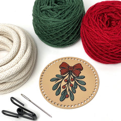 Yarn Coiled Basket Kit with a Mistletoe Base