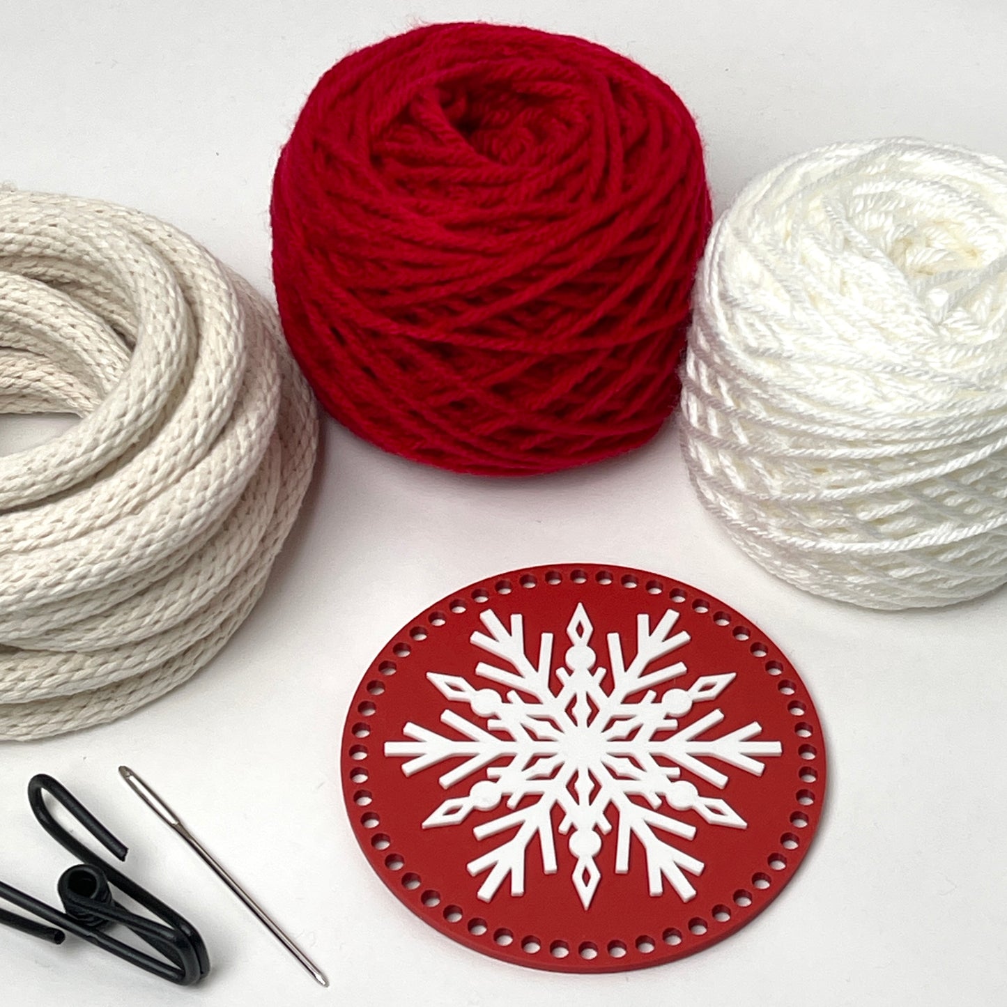 Yarn Coiled Basket Kit with a Snowflake Base