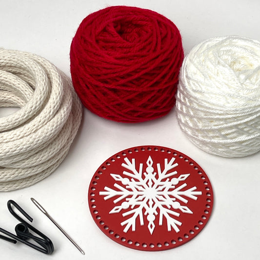Yarn Coiled Basket Kit with a Snowflake Base