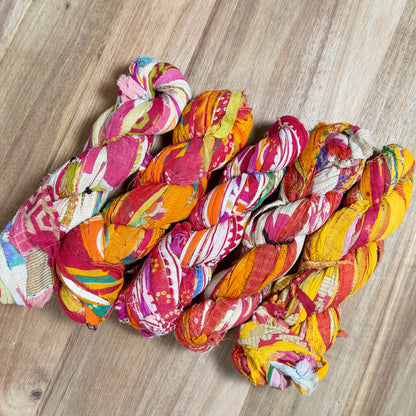 Assorted Recycled Cotton Sari Ribbon Yarn
