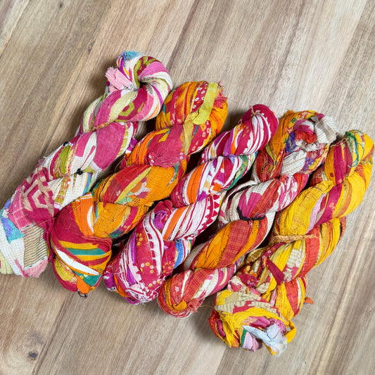 Assorted Recycled Cotton Sari Ribbon Yarn