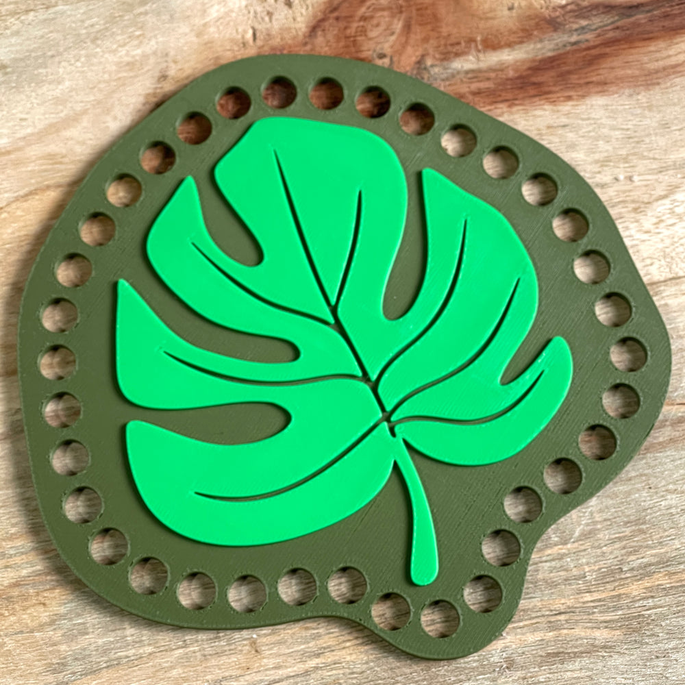 Monstera Leaf Base for Basket Coiling and Crochet 5-inch