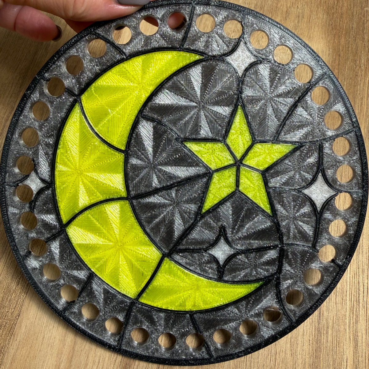 Stained Glass Moonlit Star Base for Basket Making