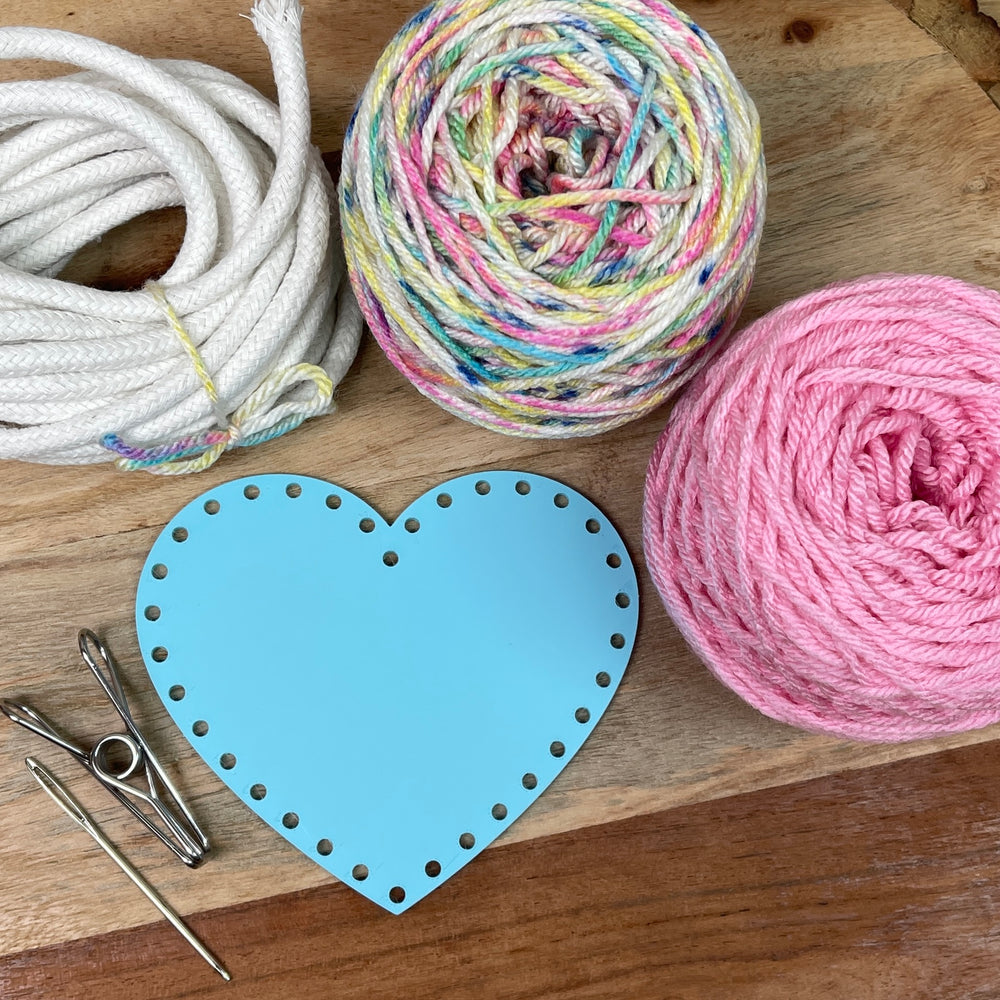 Yarn Coiled Basket Kit with a Heart Base