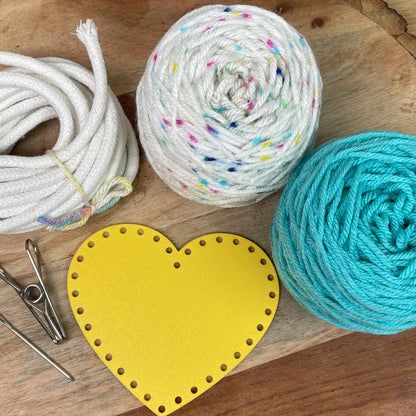 Yarn Coiled Basket Kit with a Heart Base