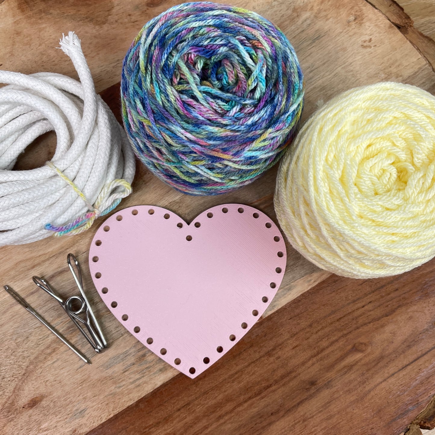 Yarn Coiled Basket Kit with a Heart Base