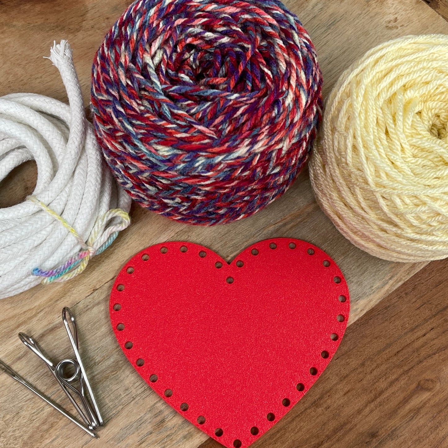Yarn Coiled Basket Kit with a Heart Base
