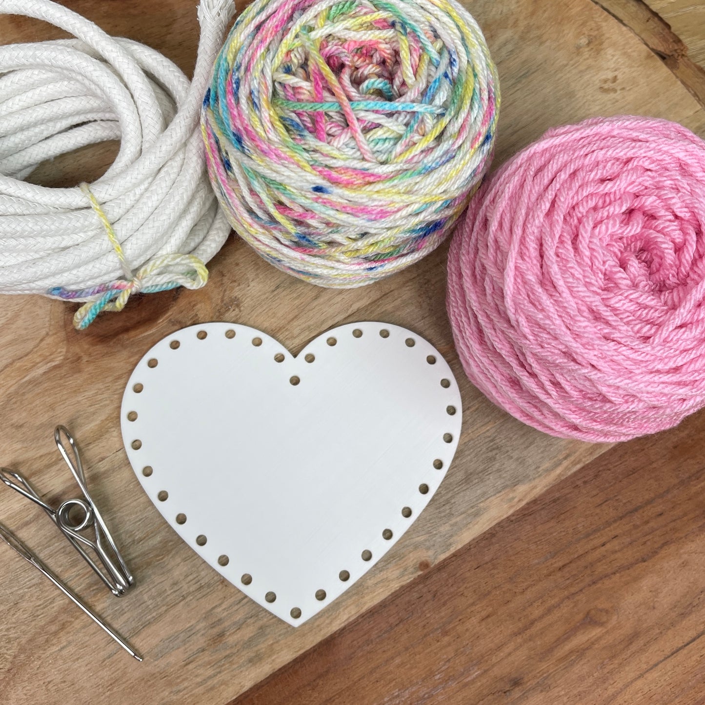 Yarn Coiled Basket Kit with a Heart Base