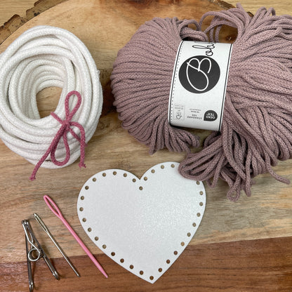 Coiled Basket Kit with a Heart Base & 3mm Braided Cord
