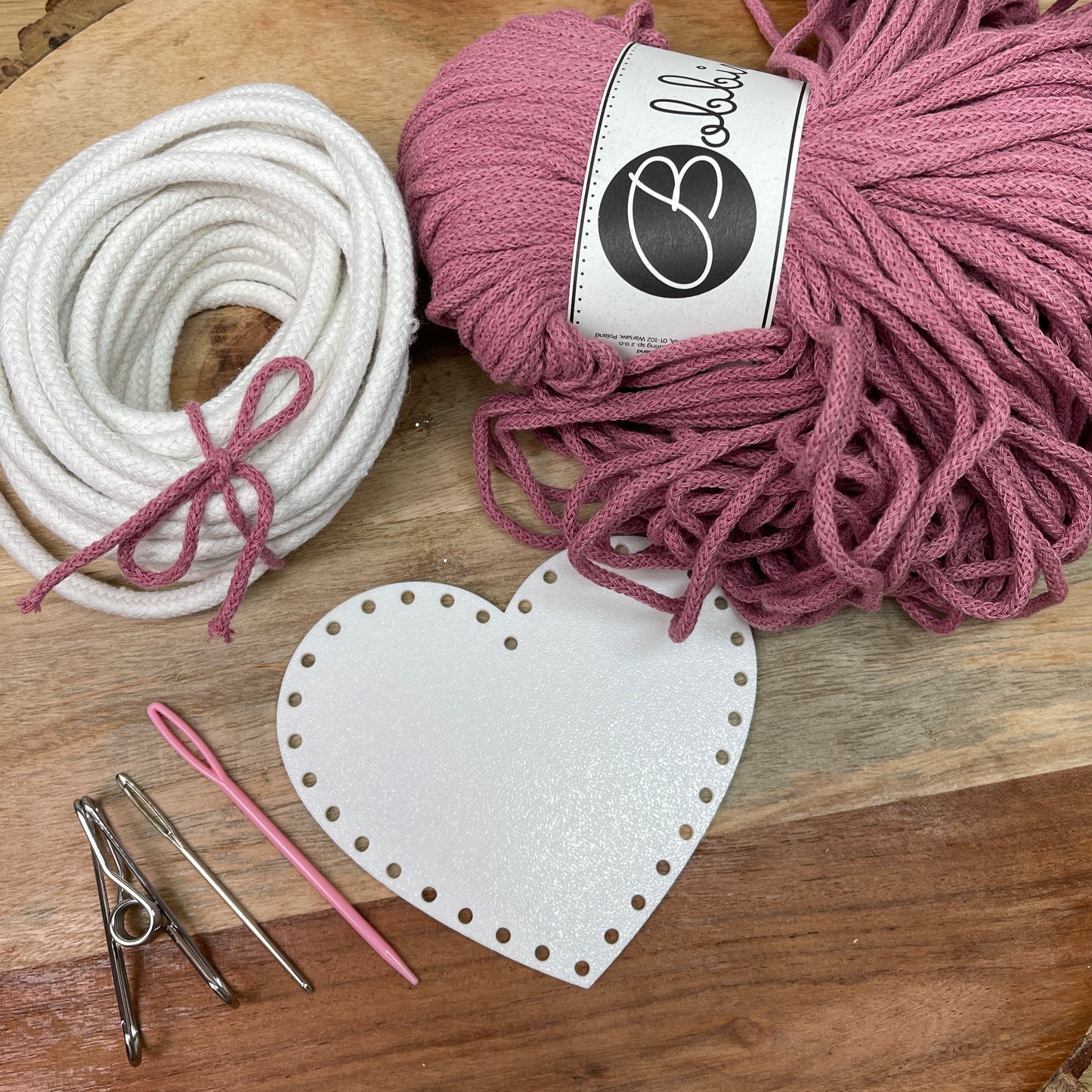 Coiled Basket Kit with a Heart Base & 3mm Braided Cord
