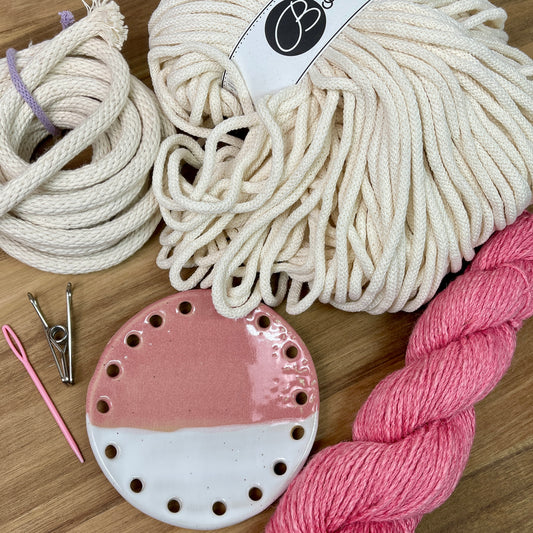 Coiled Basket Bundle with Ceramic Base