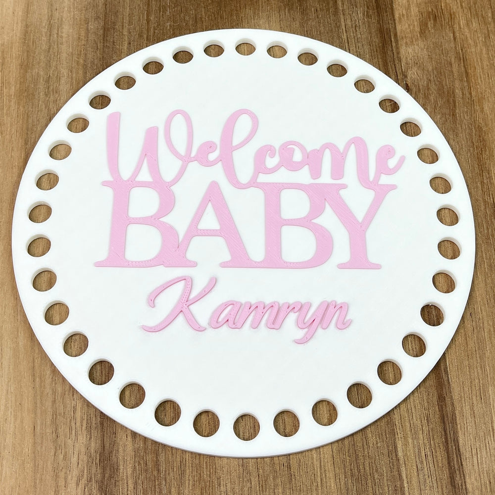 Welcome Baby Personalized Basket Base 6-inch