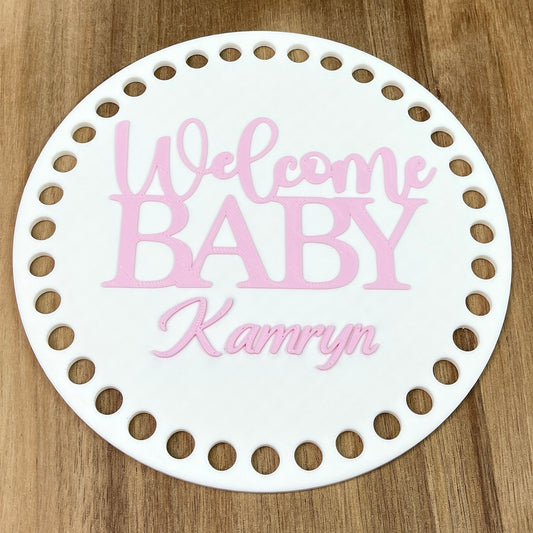 Welcome Baby Personalized Basket Base 6-inch