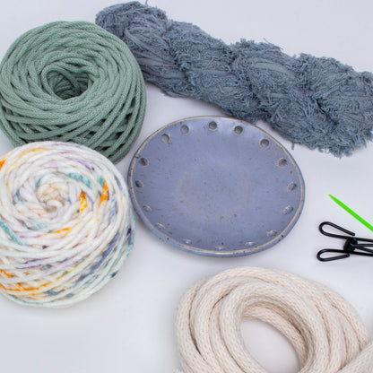 Coiled Basket Bundle with 6-inch Curved Ceramic Base