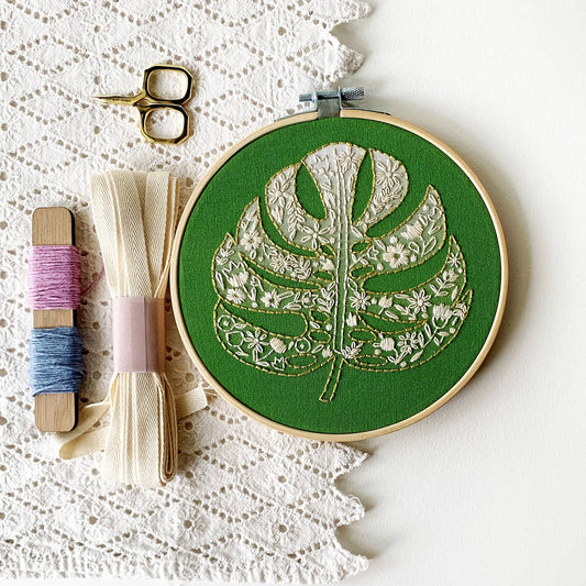 Monstera Embroidery Kit