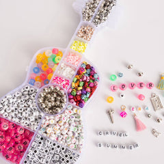 Pink Letter Bead and Happy Face DIY Jewelry Guitar Bead Box