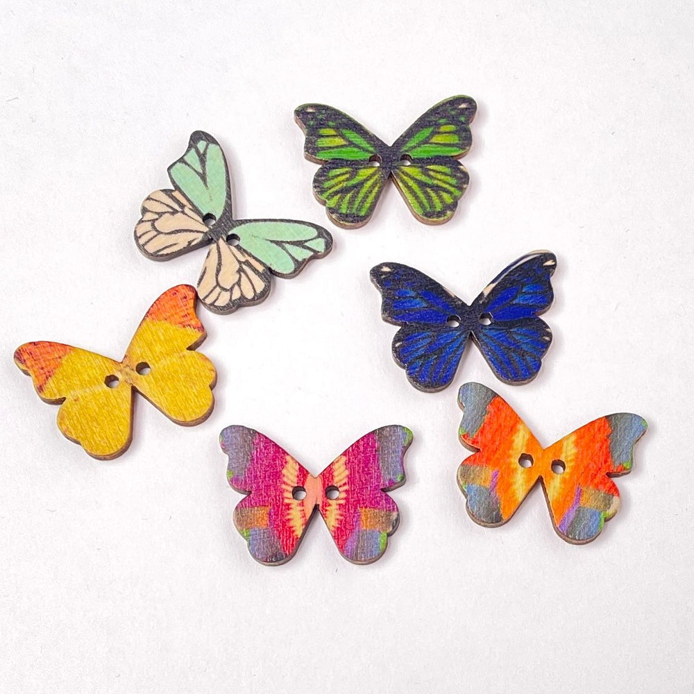 Wooden Butterfly Basket Button Variety Pack